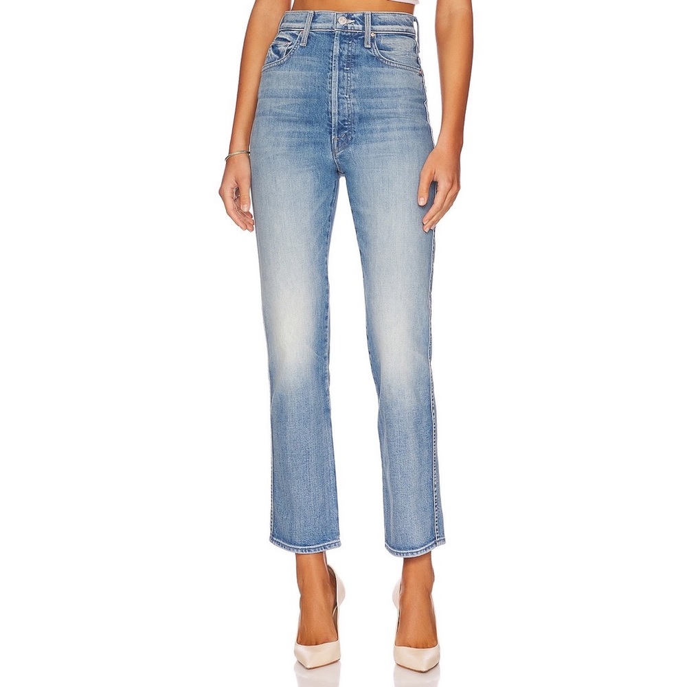 Mother Superior Tippy Top Frisky Flood High‎ Rise Straight Leg Jeans in Crashing
